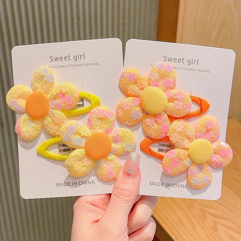 Hermosas flores para el cabello para niños coloridos dulces pinzas de cabello laterales pinzas de frangeas niñas pinzas de cabello trituradas adornamientos para el cabello