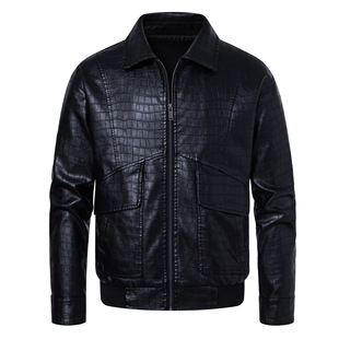 Cross Mirror for European Size New Fashion Men's Lapel Casual Leather Jacket Loose Leather Men's Biker Jacket