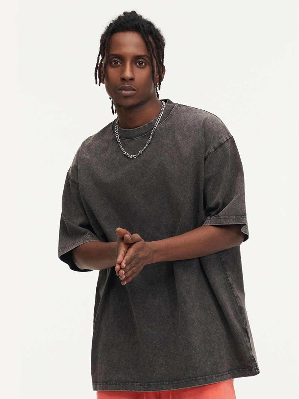 230g pesado camiseta de manga corta hombre nuevo cuello redondo suelto oversize lavado con agua hace la vieja chaqueta de marca de moda