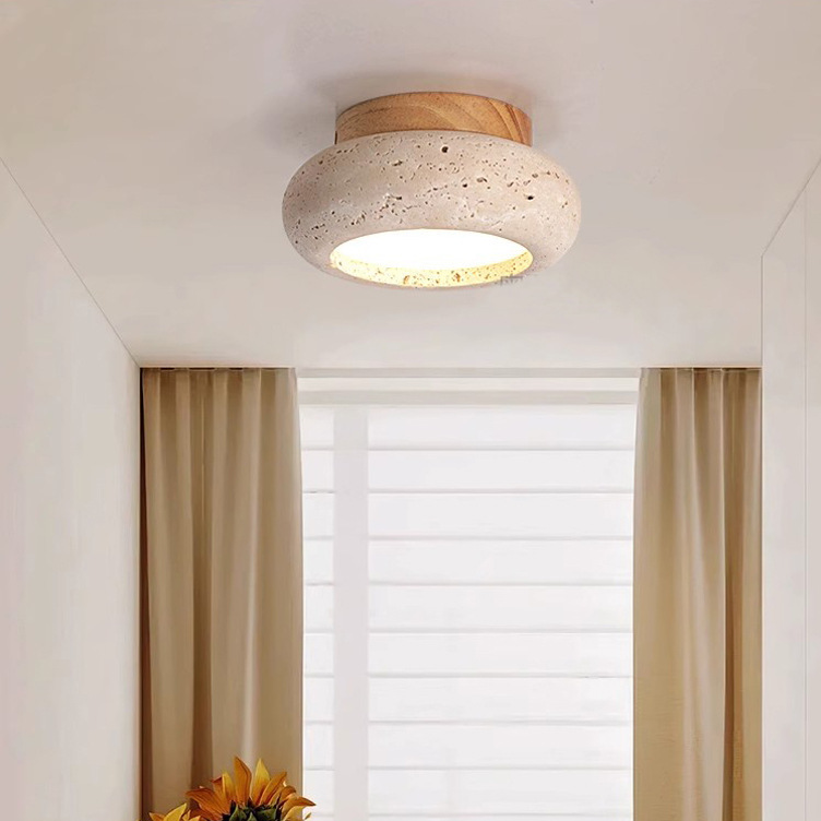 Japanese Style Silent Wind Yellow Cave Stone LED Ceiling Light Nordic Middle Ancient Homestay Room Light Entrance Corridor Corridor Light