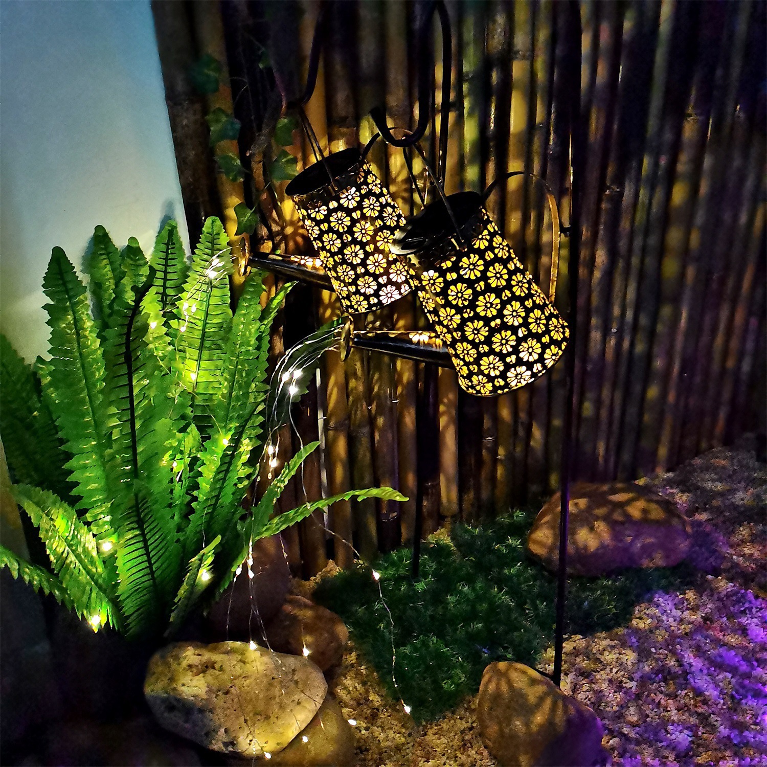 작은 노란색 꽃 주전자 램프 + 셰퍼드 후크