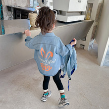 女童兔子印花牛仔衬衫2024年秋季韩国外套童装一件代发潮潮童穿搭