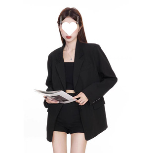 Petite Black Blazer for Women, Spring and Autumn 2025 New Korean Style Casual