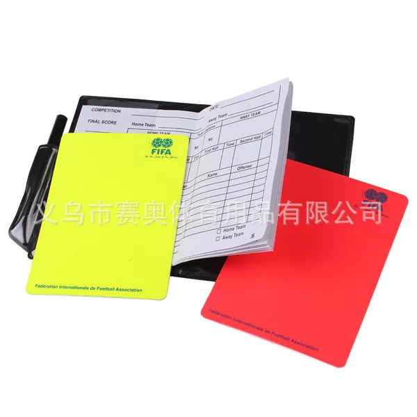 Football referee red card yellow card folding with pen paper tape leather cover Red Yellow card Football supplies