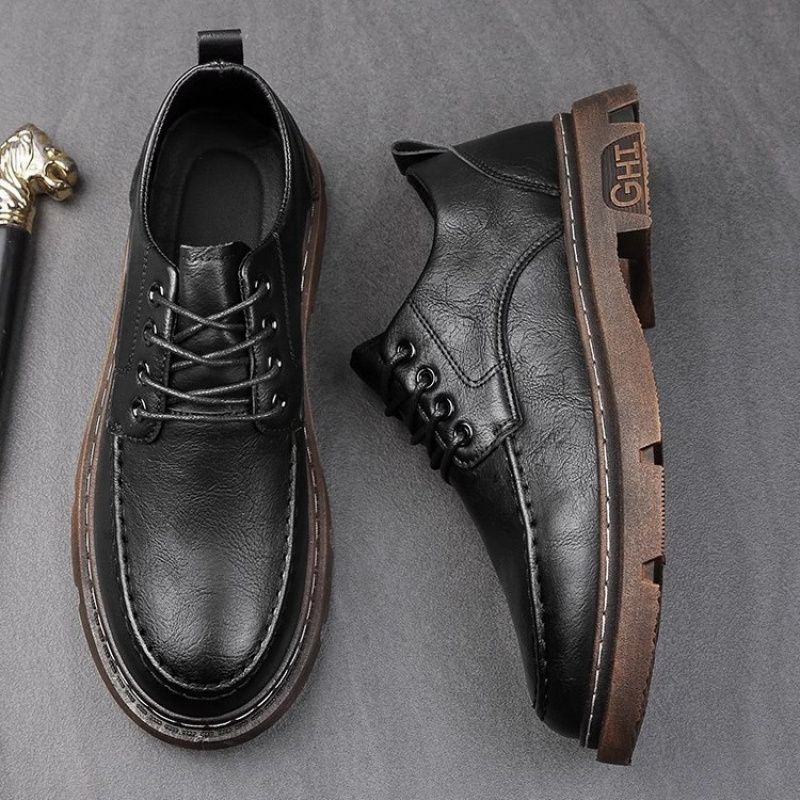 (2개) 가을 영국 스타일 비즈니스 작업 신발 스케이트 신발 캐주얼 새로운 모든 경기 남성 신발 가죽 신발 남성 작업