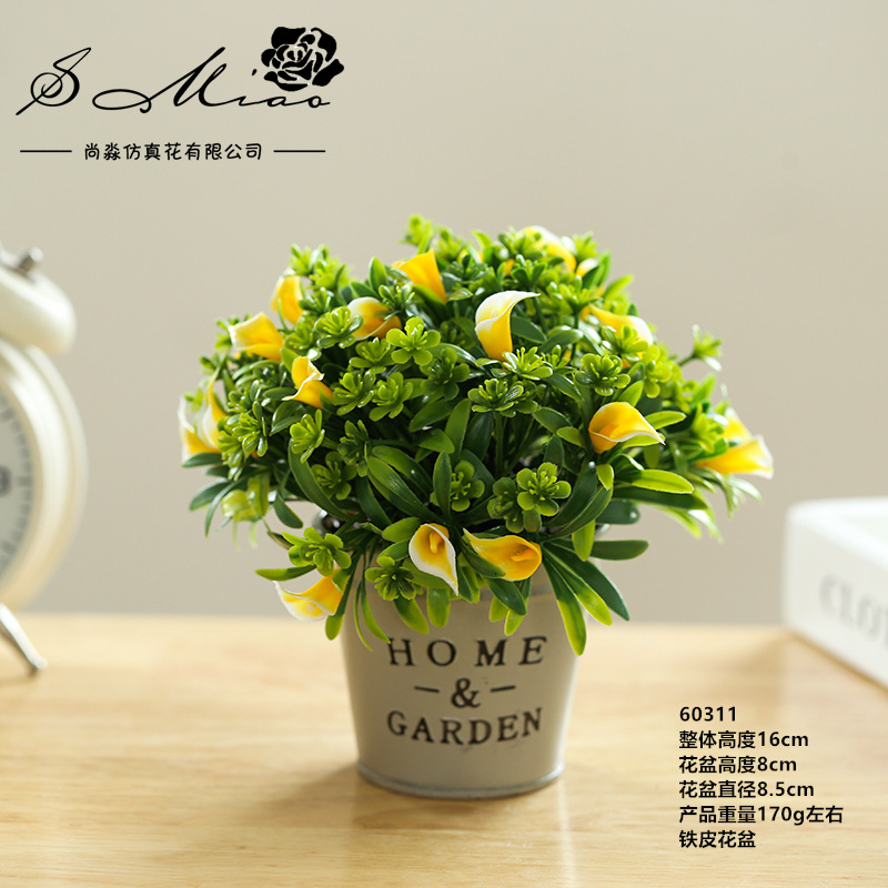 60311 Bonsai de bola de hierba con flores (lavabo de hierro)