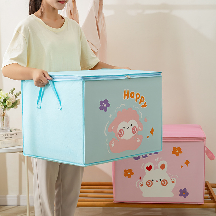 Clothes and Quilt Storage Bag Cartoon Print Student Moving Bag Large Capacity Dormitory Organizing Clothing Quilt Storage Box