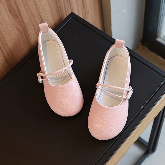 Gentle Style Mary Jane Girls' Leather Shoes 2025 Spring New French Style Chanel Style Single-layer Shoes with Skirt Beige Single-layer Shoes