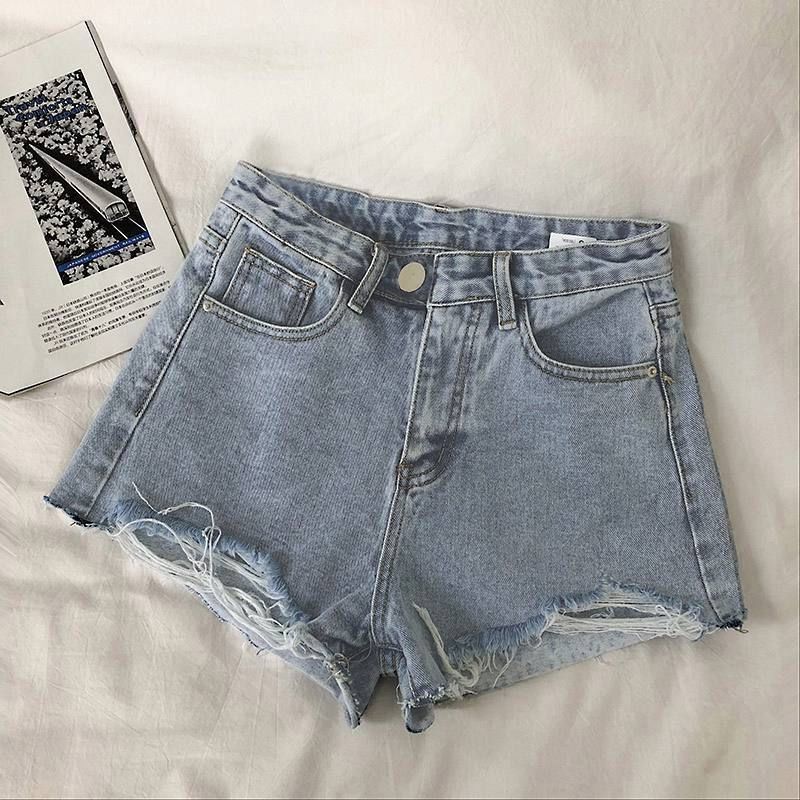 Ripped Raw Edge Denim Shorts for Women Summer 2024 New Trendy High Waist Slimming Loose Internet Celebrity Hot Pants