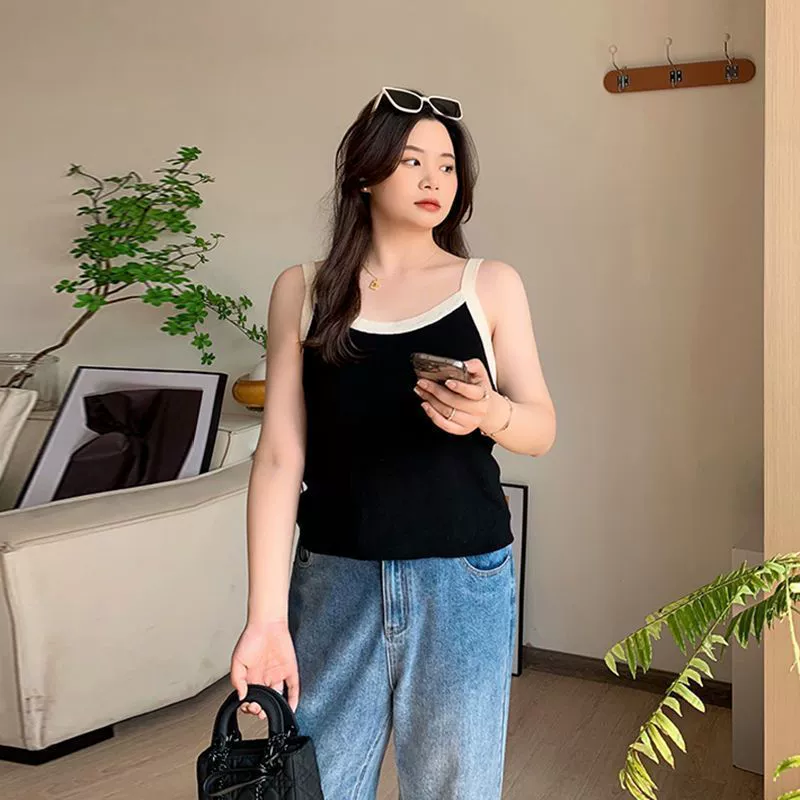 Прямые поставки с фабрики TikTok камзол больших размеров с пухленькой для девочек Женская свободная внутренняя одежда для похудения без рукавов весенне-летняя универсальная рубашка