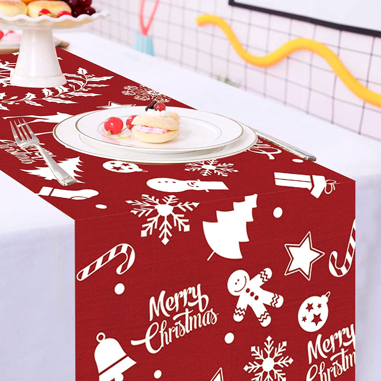 100g Weight Table Runner Event & Party Supplies Polyester Material Christmas Festival Christmas Tree, Santa Claus, Snowman Pattern Simple Style Style Christmas Simple Style Christmas Tree Santa Claus Snowman Polyester Table Runner 4