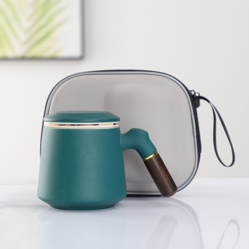 Ceramic mug tea water separation tea cup with lid office gift box souvenir creative water cup filter gift box