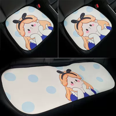 Clearance Sale: Cute Cartoon Dog Car Seat Covers, Universal for All Seasons, Ice Silk Seat Covers for Women, Summer Seat Covers (Seat cushion, seat cover) - ice-silk-yellow-hair-princess-3-piece-set