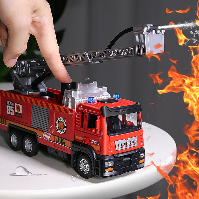 Wholesale postage Tianying alloy fire toy car ladder water spray car ambulance boy car a generation of hair