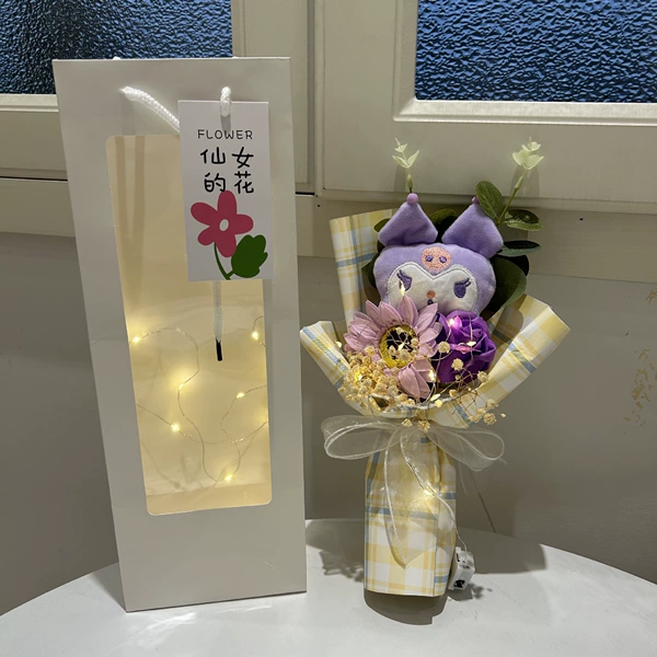 Curomi small flower bouquet plus a gift bag lamp string