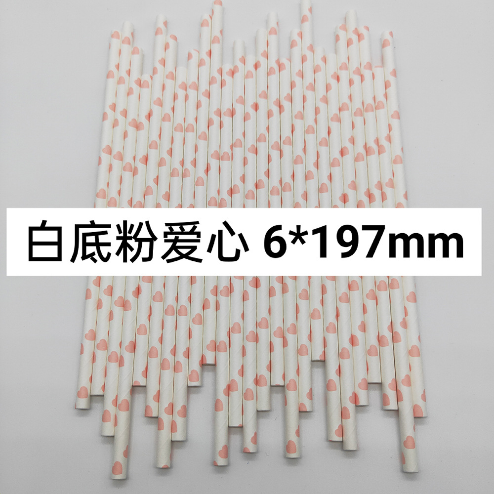 Combinación de color rosa paja de papel desechable degradable papel Kraft bar fiesta postre pastel decoración tubo de beber tubo recto