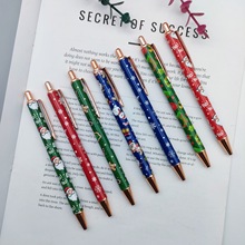 高颜值圣诞节主题圆珠笔精美按动金属圣诞老人原子笔圣诞元素笔杆