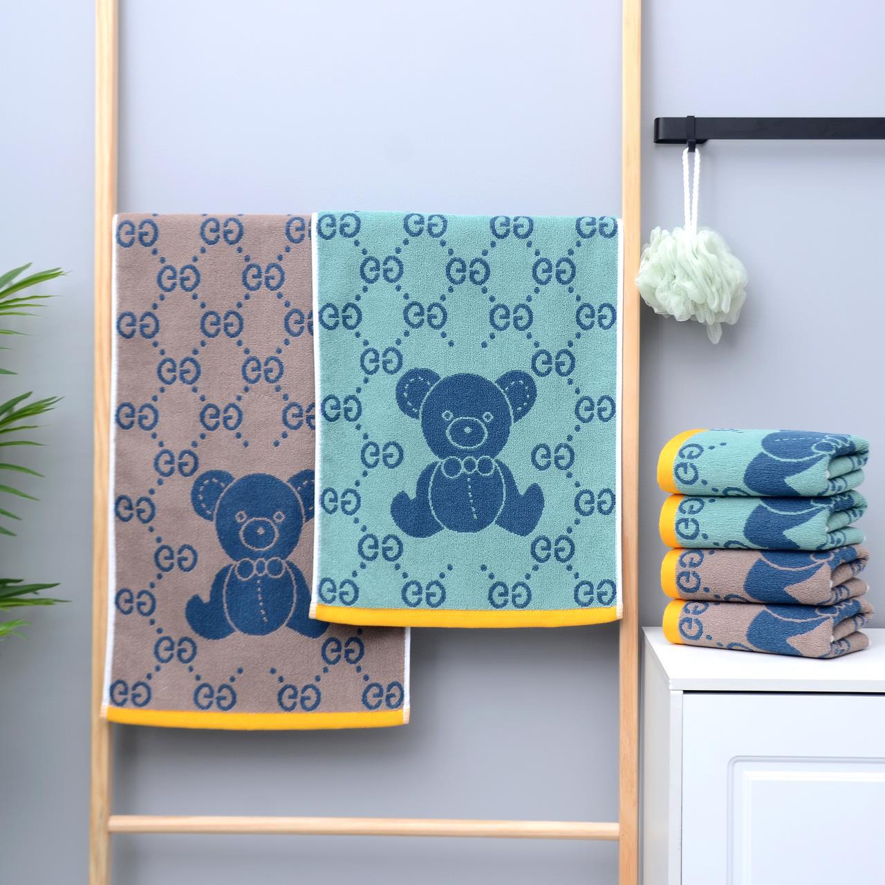 Towel Daily Supplies 125g Color-Woven 100% Cotton Towel Face Towel 32-Ply Towel Cartoon Daily Necessities Towel