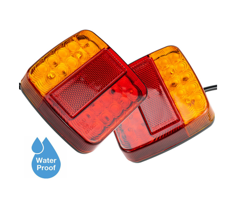 Transparent shell/red and yellow shell rounded square trailer trailer 20LED tail light truck brake light signal light