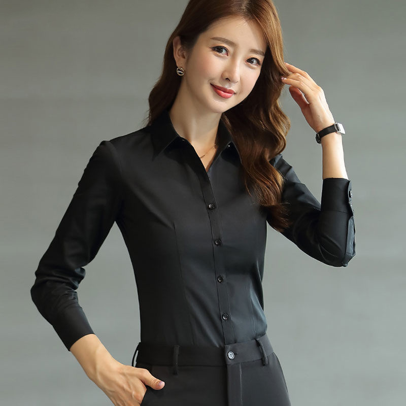 New professional shirt with long sleeves, women's temperament, formal attire, spring and autumn work clothes, slim fit, versatile office and work clothes, no iron