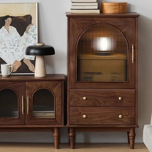 North American Black Walnut Solid Wood Wine Cabinet Bookcase Tv Cabinet Side Cabinet Living Room Home Storage Cabinet Storage Cabinet Display Cabinet