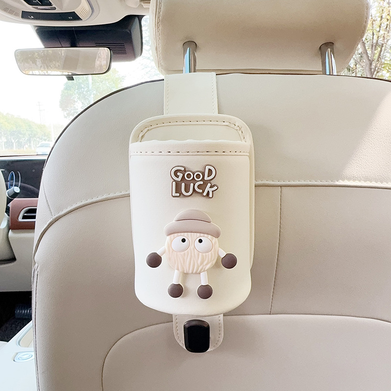Qìchē – Car cup holder/beverage holder Cup Holder Hook - beige-leather-cup-holder-with-hook-beige-happy-coal