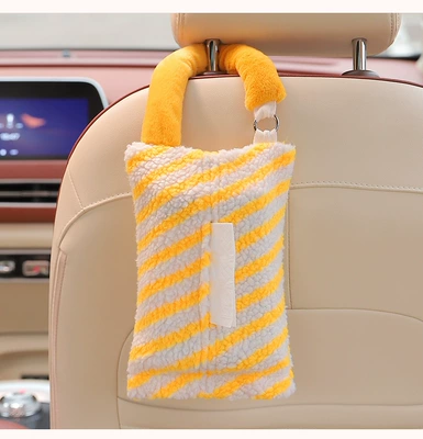 Hanging Bag Car Paper Box – Car tissue box/set - yellow-and-white-stripes-tissue-box