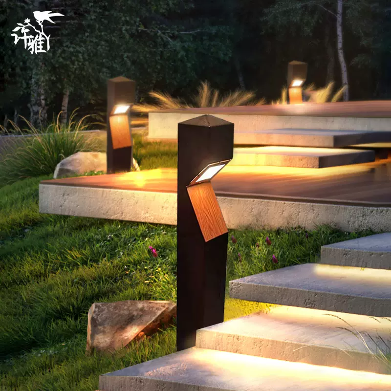 原木风草坪灯户外防水景区公园庭院灯花园别墅小区中式景观草地灯