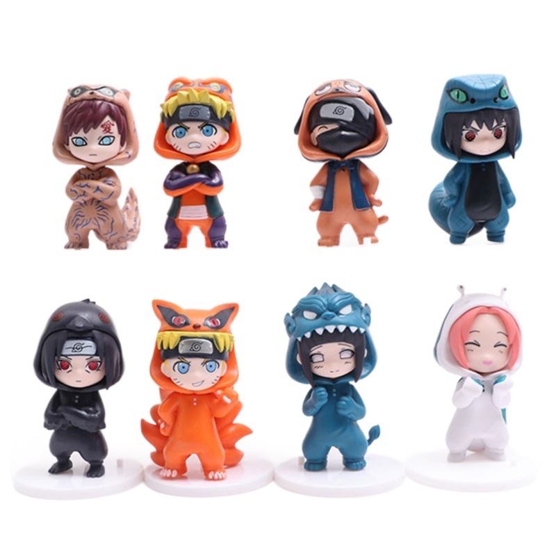 尾獣スーツ8セット、ナルトフィギュア、ナルト、カカシ、サクラ、サスケ、おもちゃモデル人形、ガシャポン人形飾り|undefined