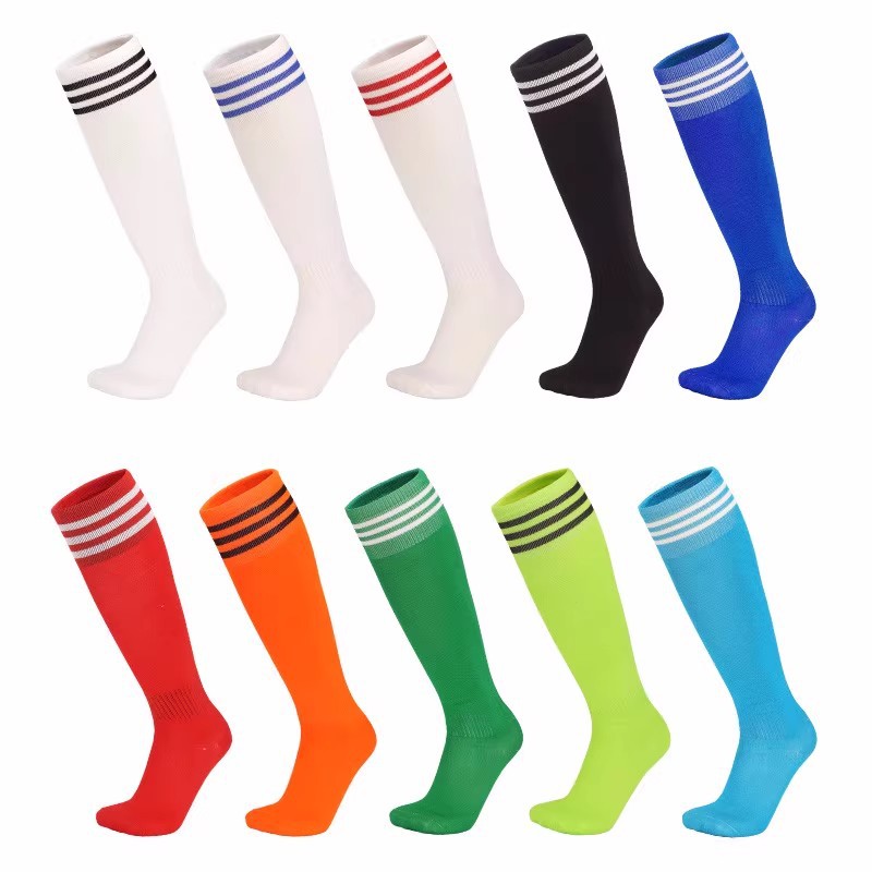 Wholesale from Manufacturer: 3-Stripe Towel-Bottom Soccer Socks, Long Tube for Competition and Training, Breathable, Non-Slip, Thickened, Solid Color Sports Socks