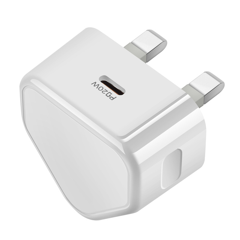 Pd20W British Standard Mobile Phone Charger Triangular Single Type-C Port Travel Charger Single C20 Watt Power Adapter