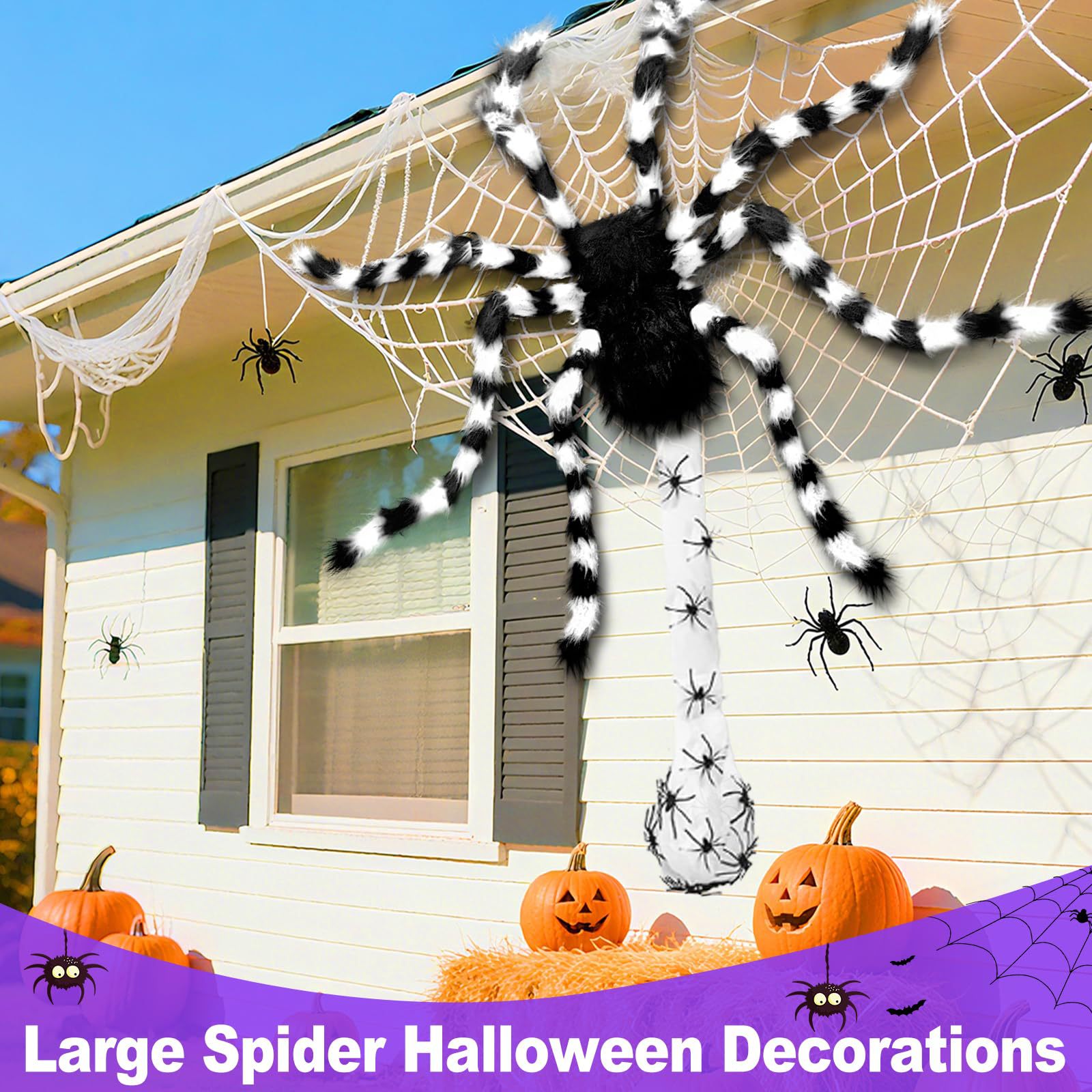 Araña web triángulo web de felpa araña Halloween fiesta Decoración Accesorios Cámara truco simulación felpa araña image 3