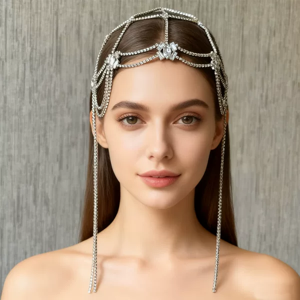 Cross-Border Exotic Stage Performance Tassel Hair Chain European and American Fashion Shiny Rhinestone Headwear Hair Chain