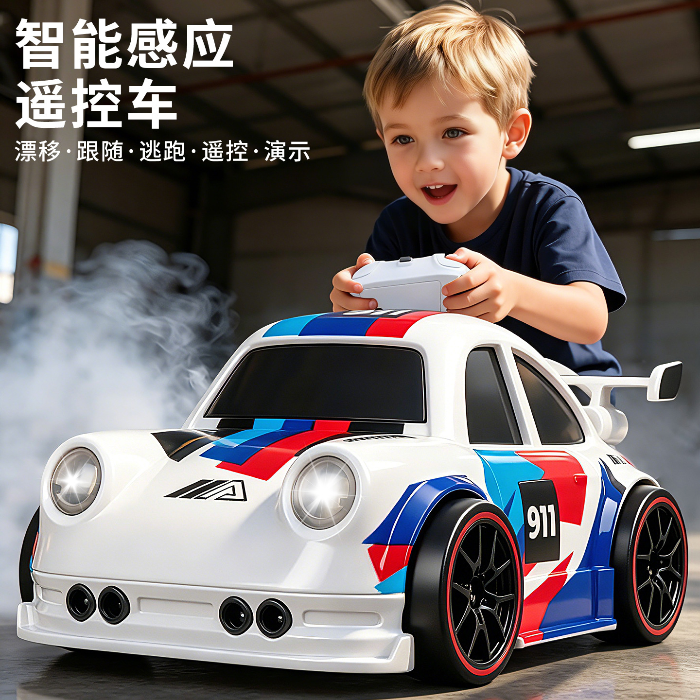 Coche de Carreras de Control Remoto Eléctrico de Plástico con Luces para Niños image 3