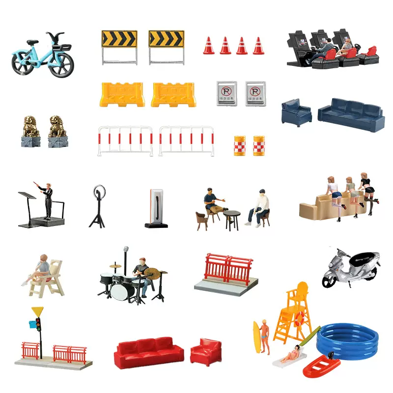 仿真立体迷你沙发油桶彩色配件微缩人偶树脂模型摆件沙盘造景道具