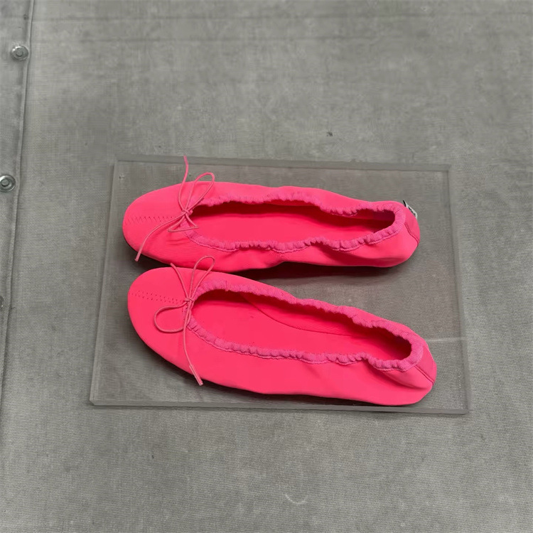 In-Stock Sheepskin Version~New Korean Style Bowknot Soft Flat Ballet Shoes for Women, Stunning Shallow-Mouthed Single Shoes That Are Comfortable and Won'T Tire Your Feet