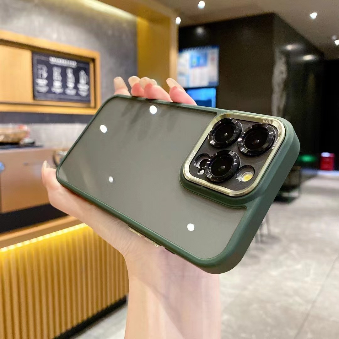 Lente de metal simple y de alta calidad para iPhone13 funda para teléfono móvil 15ProMax Apple 14 hombres y mujeres 12 nuevos