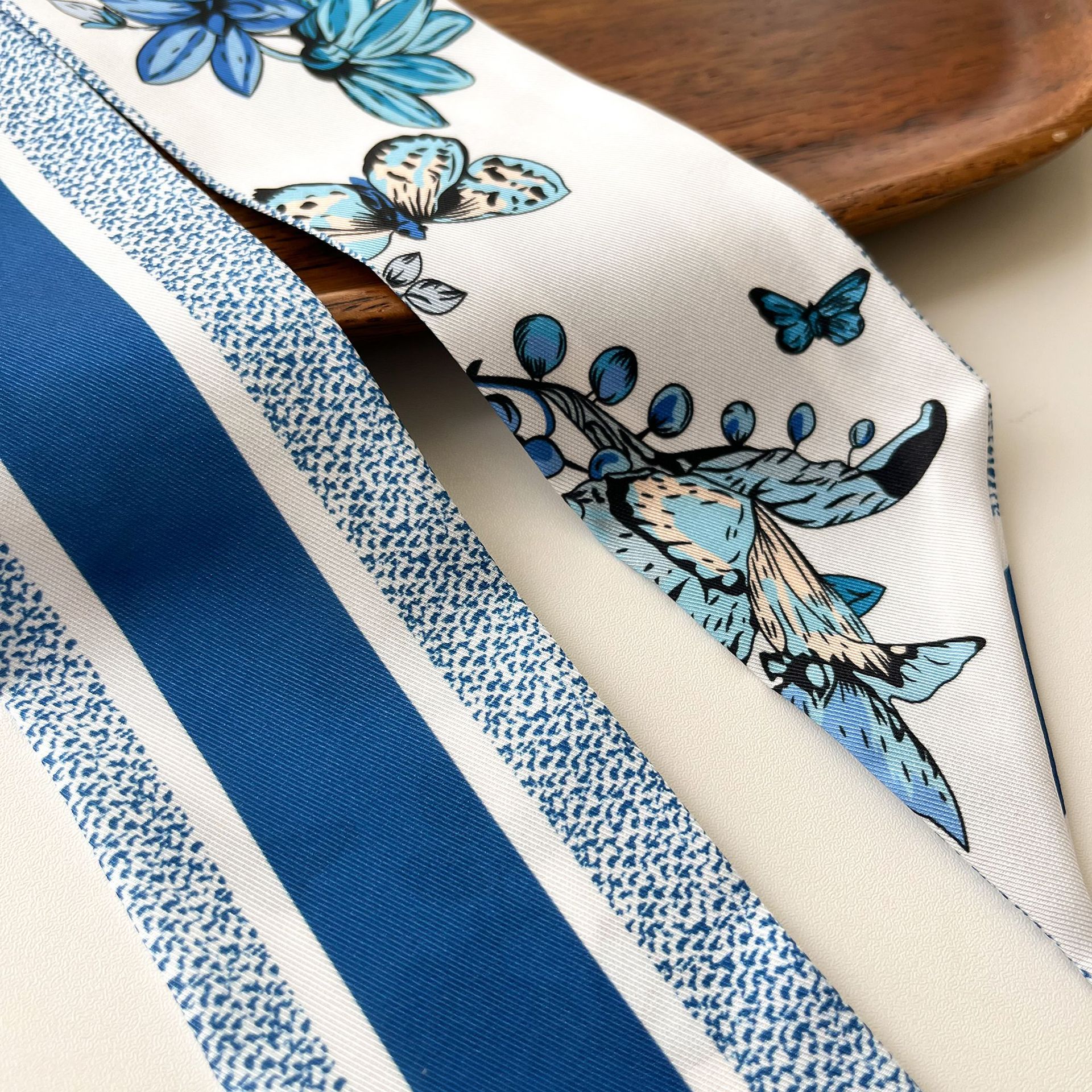Sciarpa lunga da donna in nastro di seta simulata, fazzoletto, cravatta decorativa per borsa, fascia per capelli, sciarpa regalo originale stampata._voghion.com