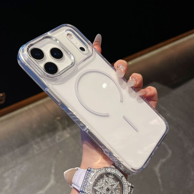 跨境适用苹果17promax防滑边手机壳橙色透明iphone17Pro防摔16Pro|undefined