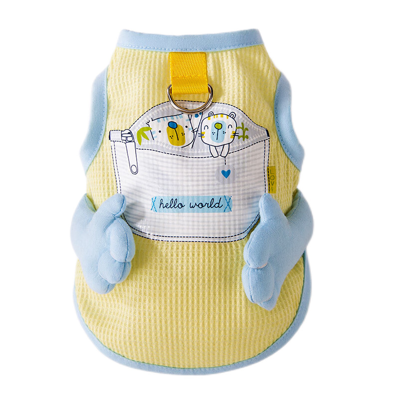 Perro de primavera y verano estilo delgado transpirable tridimensional pequeño bolsillo de mano pequeño gato chaleco de tracción Teddy Bichon ropa para perros