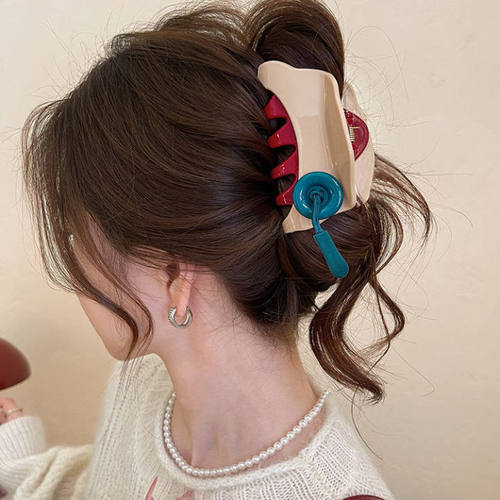 Ankorah Red Button Hair Clip for Women 2025 New Style Updo Shark Clip High-end Hairpin for Rear Head Hair Accessories