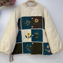 2025秋季新款女圆领日系棉衣棉服宽松甜美森系女装立体撞色外套