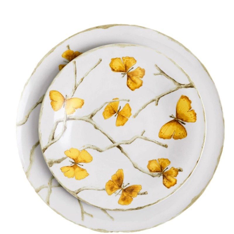 American Michael Aram White Orchid double-layer pastry stand butterfly ginkgo afternoon tea desserts plate housewarming gift