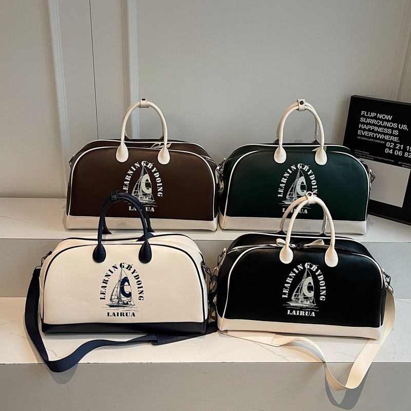 Bolsa de béisbol portátil americana retro bolsa de moda impresa bolsa de equipaje de color extranjero sensación cotidiana de hombro concha bolsa de viaje image 3