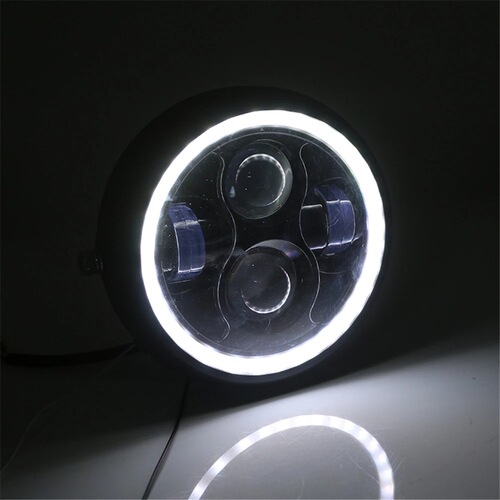 Motorcycle accessories modified LED retro headlight CG125 GN125 headlight Harley angel eye LED headlight
