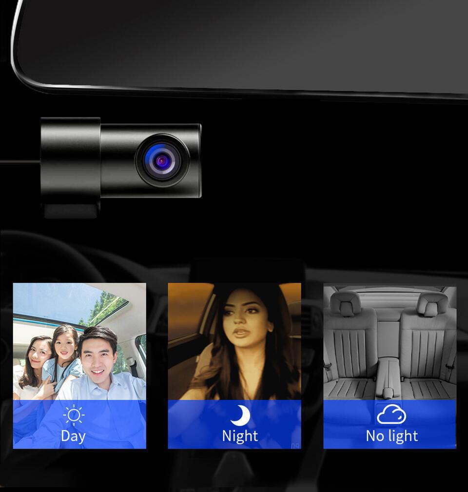 Driving Recorder 10inch Streaming Media Rearview Mirror Three-Way Reversing Image Wifi Mobile Phone Interconnection Hd Night Vision