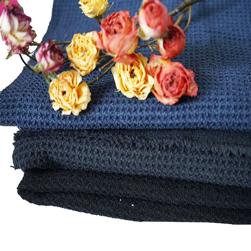 厂家直销加厚吸水速干蜂巢格超细纤维涤锦菠萝格酒店浴袍毛巾布