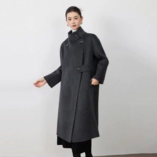 2025秋冬新款立领韩系羊毛大衣女赫本风加厚毛呢外套潮大衣羊绒女