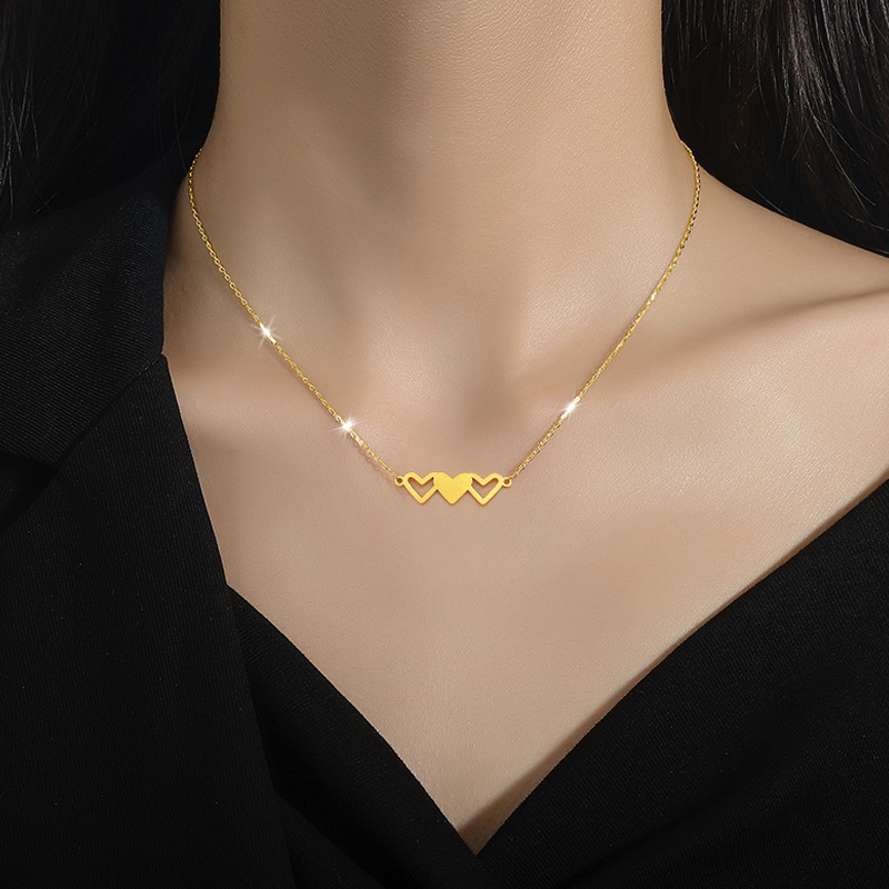 Simple Style Heart Shape Titanium Steel Plating Pendant Necklace 1 Piece