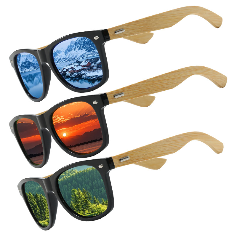 New Style Bamboo Leg Sunglasses for Men and Women, Retro Style Glasses, European and American Cross-Border Popular Fashion Outdoor Sunglasses, Rice Nails
